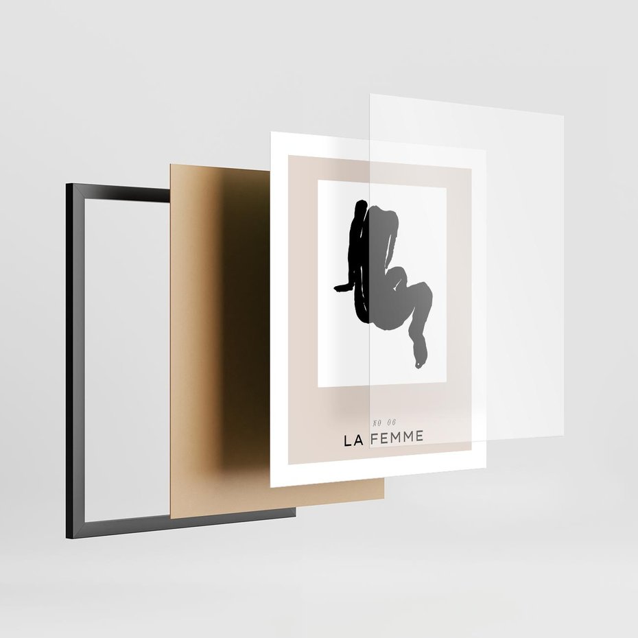 Plakat w ramie 40x50 - Boho Harmonia Stylu - abstrakcyjna sztuka, akt - rama czarna