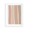 Plakat w ramie 50x70 - Tęczowa Zgaszona Aura - abstakcyjne tęczowe pasy, delikatne odcienie beżu - rama biała