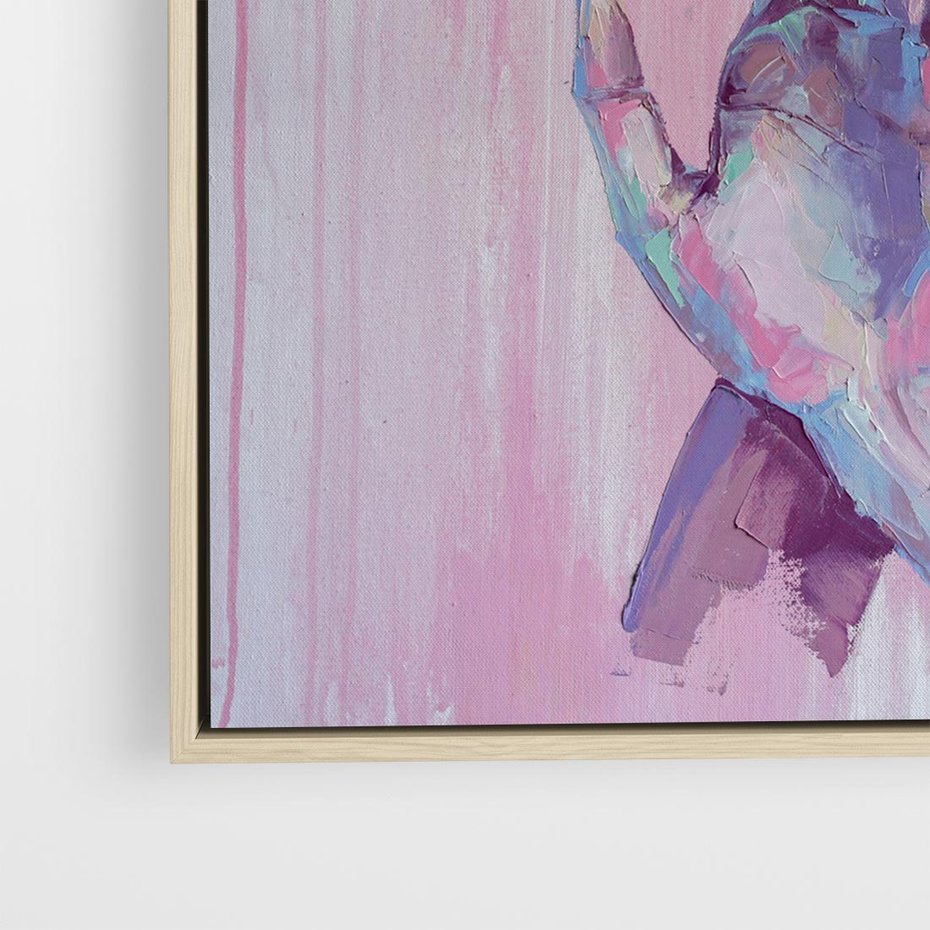 Obraz w ramie 80x80 - Splecione - obraz olejny, pastelowe kolory - rama drewno