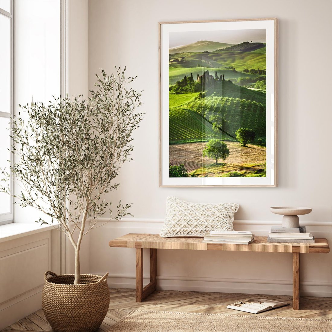 Plakat w ramie 30x40 - Pejzaż Widoczek - widoczek, pejzaż - rama drewno