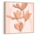 Obraz w ramie 50x50 - Przenikające Kształty - minimalistyczny plakat, pudrowe kwiaty - rama drewno