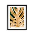Plakat w ramie 30x40 - Piękno i Styl - złote, liście - rama czarna