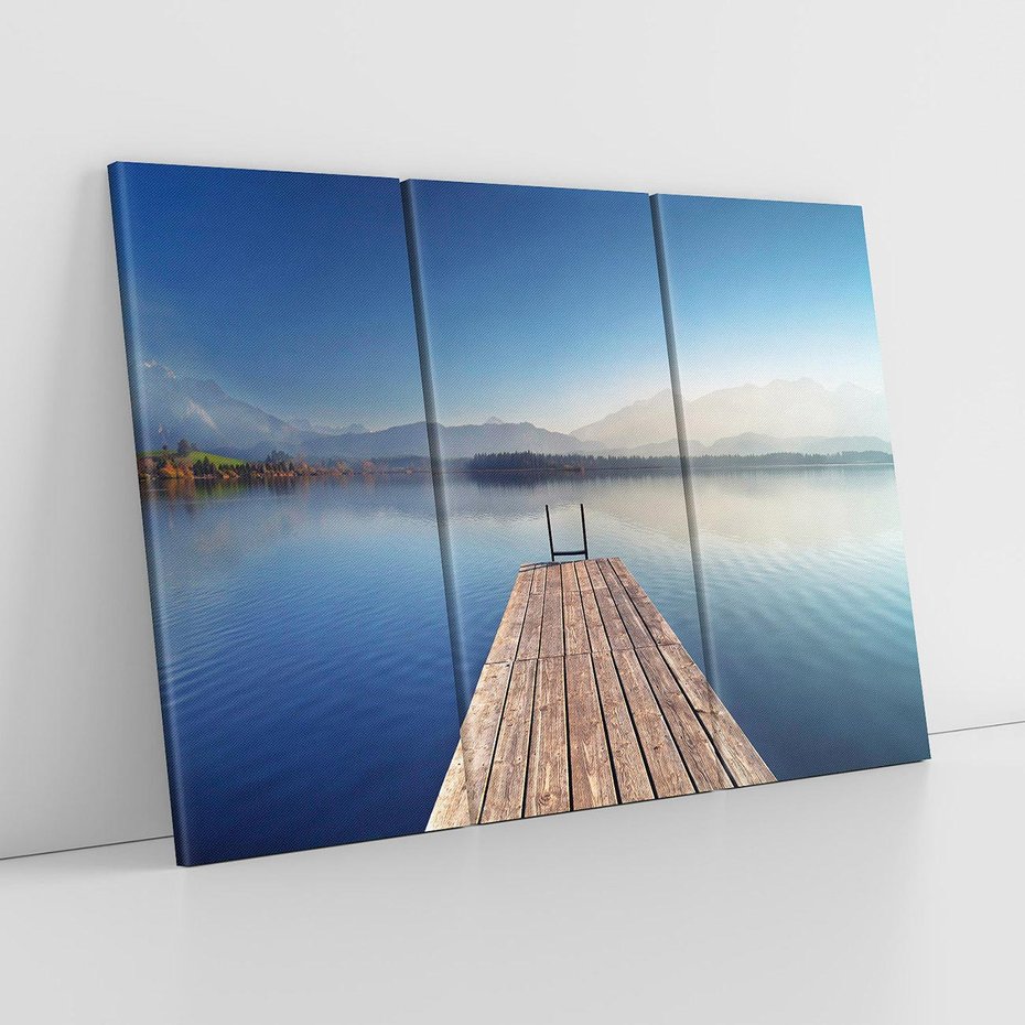 Obraz na płótnie 120x80 - Alpy: jezioro i malownicze molo - Alpy, jezioro