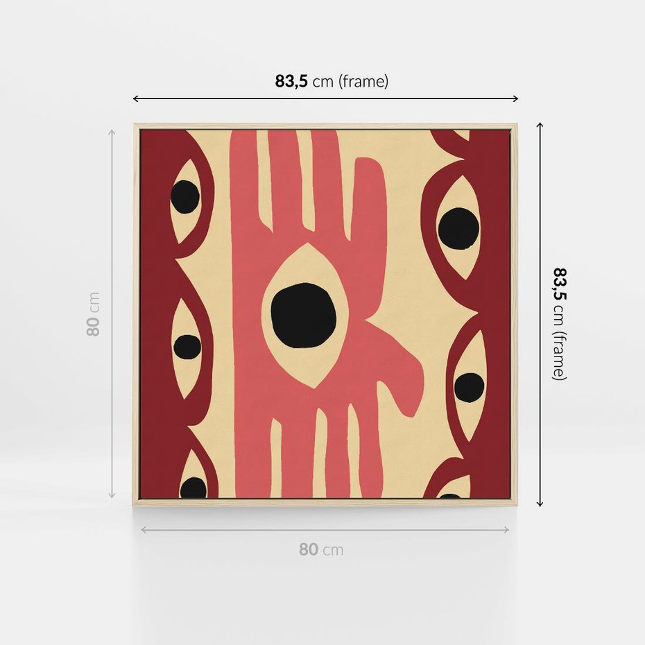 Obraz w ramie 80x80 - Migotliwe Kształty - abstrakcyjny obraz, boho styl - rama drewno