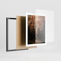 Plakat w ramie 40x50 - Drzewa w Czerwonych Liściach - las, jesienny las - rama czarna