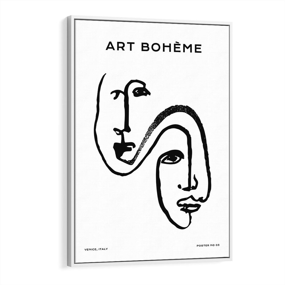Obraz w ramie 80x120 - Rozbijające Granice Boho - boho sztuka, twarze - rama biała