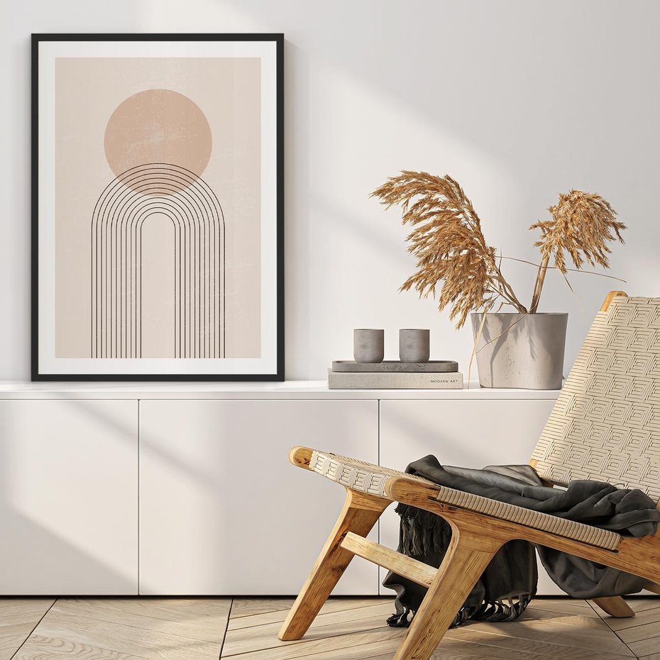 Plakat w ramie 50x70 - Konturem Zdefiniowane - boho plakat, minimalizm - rama czarna