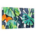 Obraz na płótnie 120x80 - Tropikalne Pragnienia - akwarela, liście tropikalne