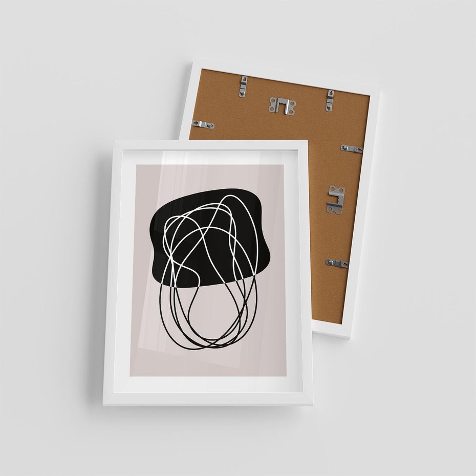 Plakat w ramie 30x40 - Abstrakcyjne Harmonie - abstrakcyjne szkicowane linie, minimalizm - rama biała