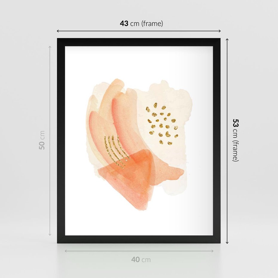 Plakat w ramie 40x50 - Rozkwitające Odbicia Form - abstrakcyjne akwarelowe plamy, minimalizm - rama czarna