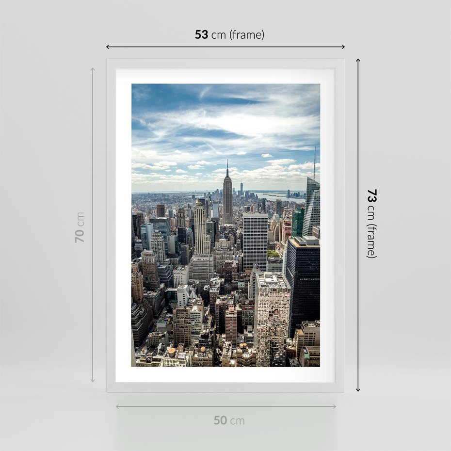 Plakat w ramie 50x70 - Duch Nowego Jorku - Manhattan, Nowy Jork - rama biała