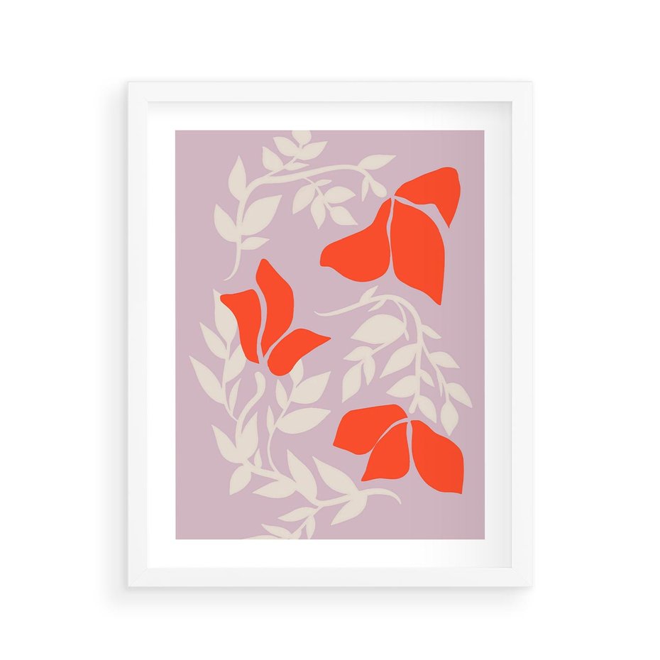 Plakat w ramie 40x50 - Kwiatowa Kreatywność - nowoczesny plakat, roślinne motywy - rama biała