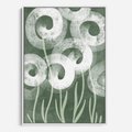 Obraz w ramie 70x100 - Spokojne Plamy Natury - zielony plakat, roślinne motywy - rama biała