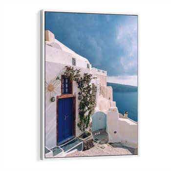 Obraz w ramie 80x120 - Urok Greckiej Wyspy - Santorini, Grecja - rama biała