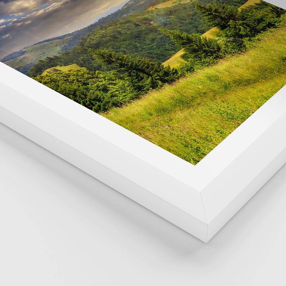 Plakat w ramie 50x70 - Pejzaż w perspektywie - pejzaż, perspektywa - rama biała