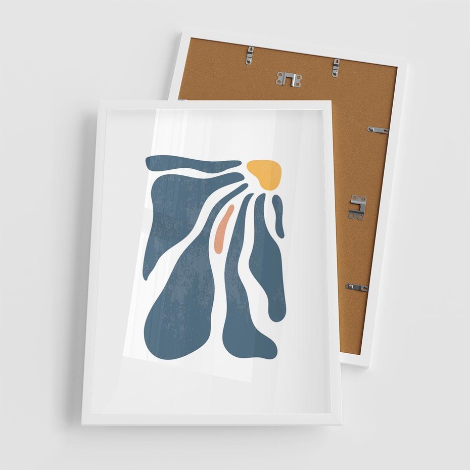 Plakat w ramie 50x70 - Melodia Kolorowych Płatków - nowoczesna kwiatowa grafika, styl retro - rama biała