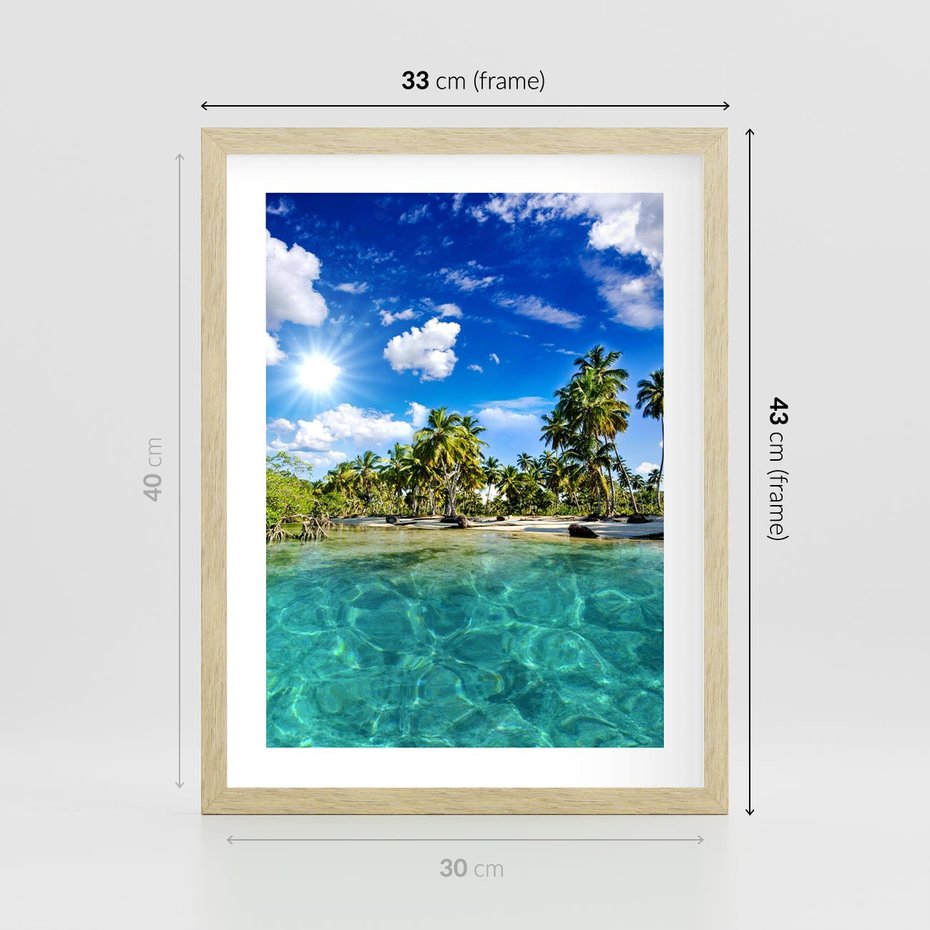 Plakat w ramie 30x40 - Rajskie wakacje na plaży - plaża, wakacje - rama drewno