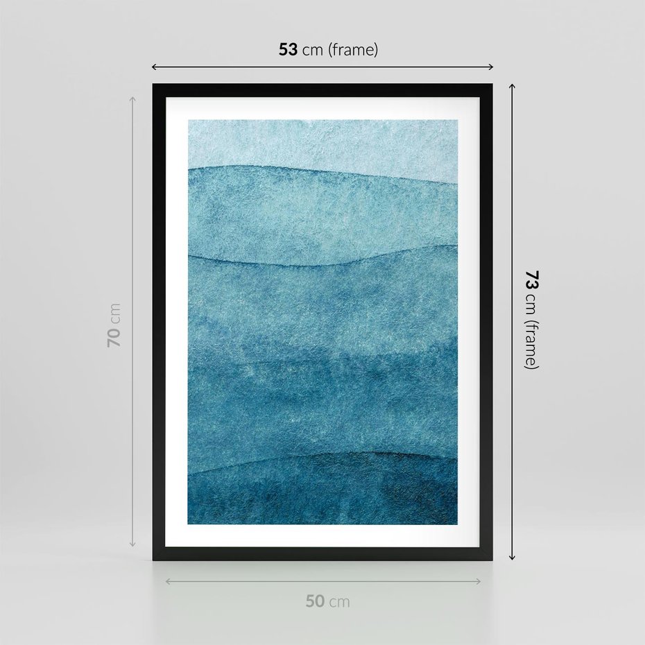 Plakat w ramie 50x70 - Kolorowe fale akwareli - akwarela, fale - rama czarna