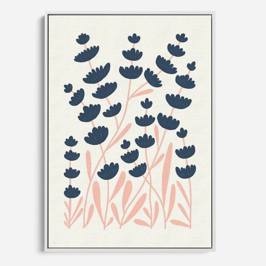 Obraz w ramie 70x100 - Migotliwe Kształty - kwiaty, rośliny - rama biała