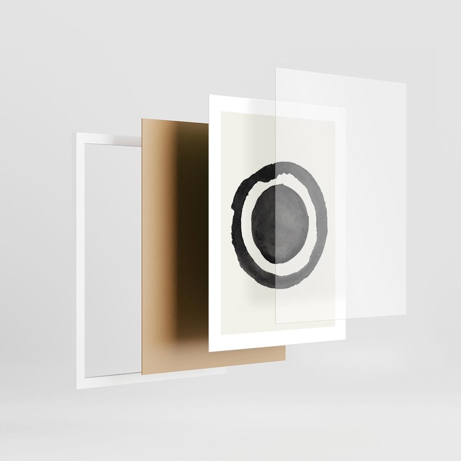 Plakat w ramie 30x40 - Bezgraniczne Widoki - abstrakcyjne plamy okręgi, akwarelowe - rama biała