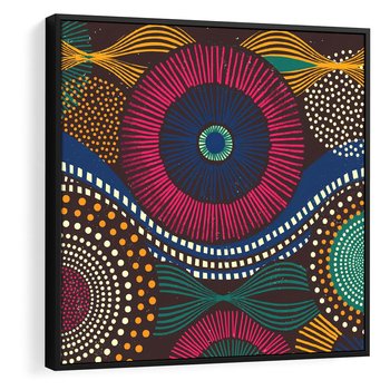 Obraz w ramie 50x50 - Energia Wzorców - enticzne wzory, kształty - rama czarna