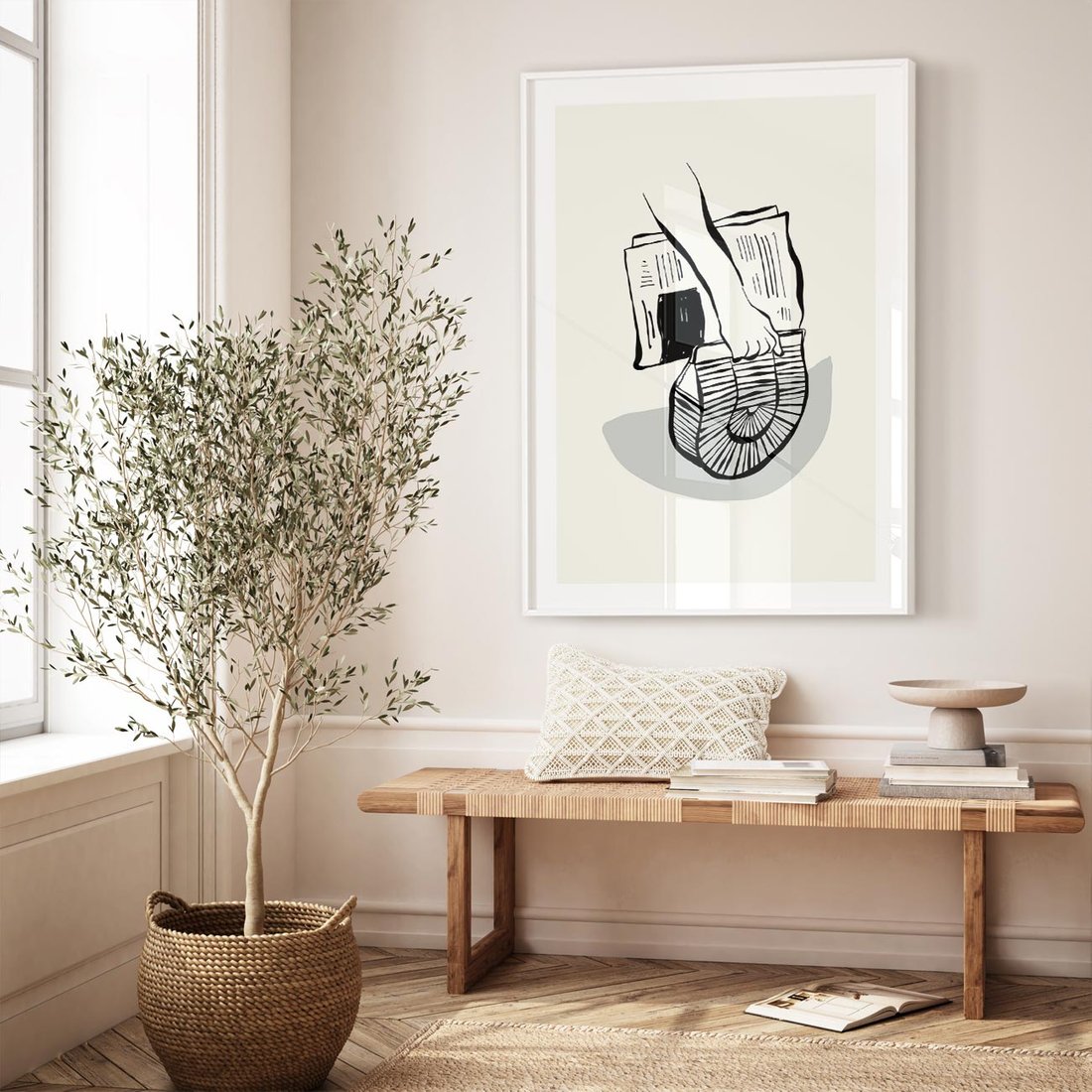 Plakat w ramie 30x40 - Szkicowe Gazetowe Inspiracje - grafika, szkic - rama biała