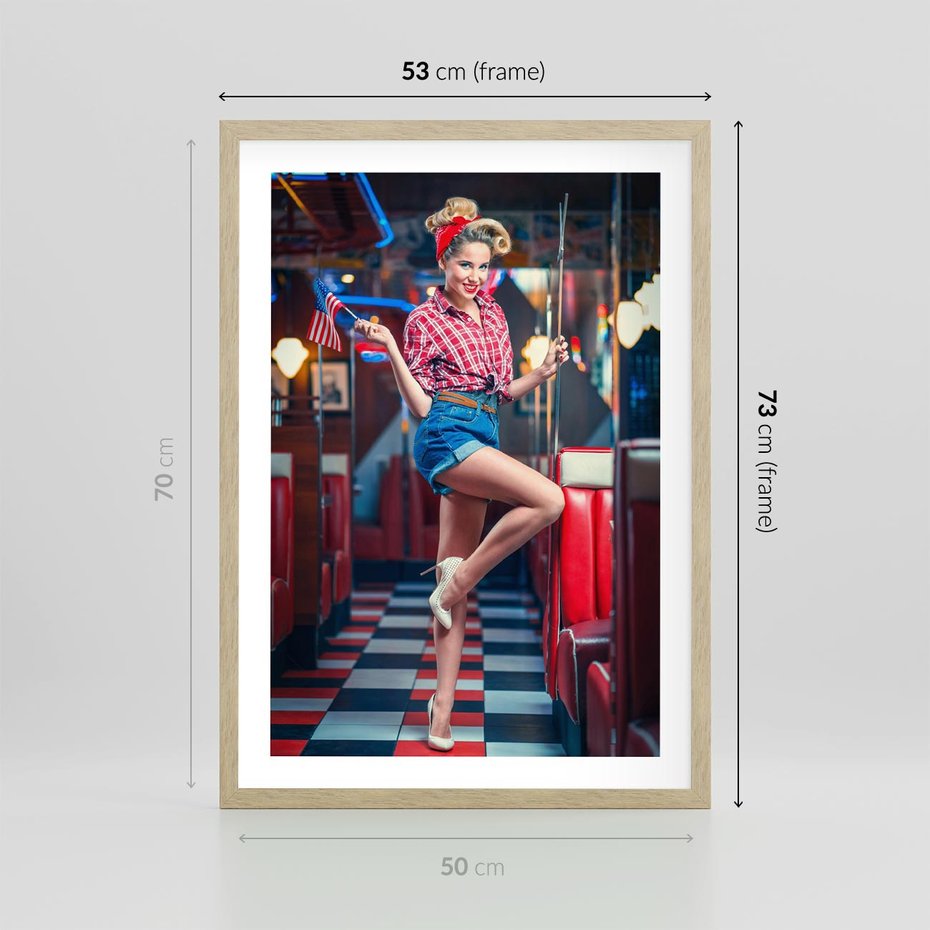 Plakat w ramie 50x70 - Czas Wstecz - retro, restauracja - rama drewno