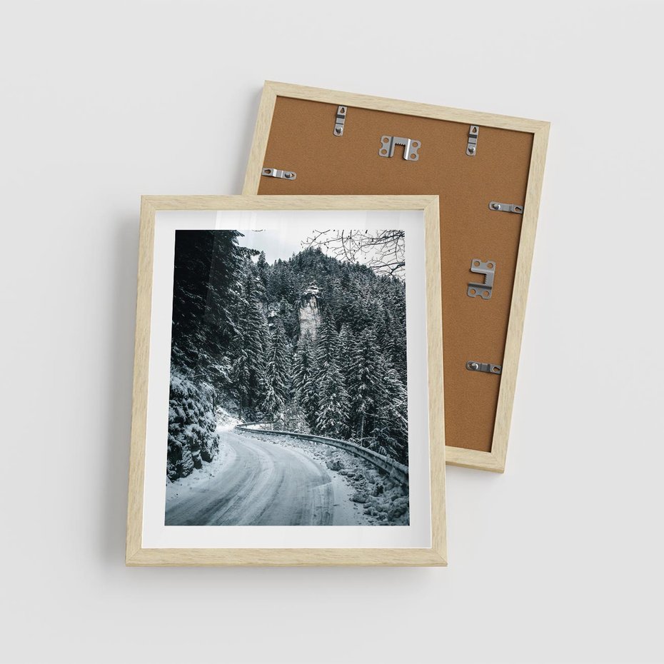 Plakat w ramie 40x50 - Zimowa Przygoda - zima w górach, droga - rama drewno