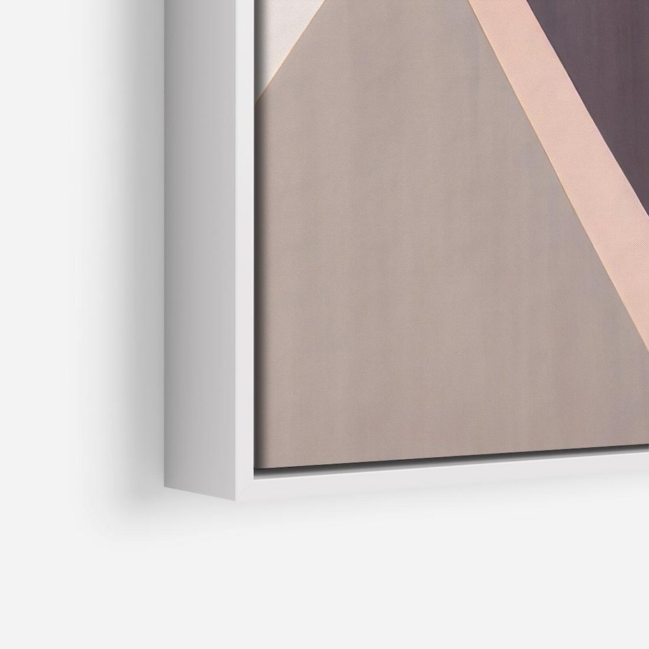 Obraz w ramie 80x80 - Trójkąty Wnętrz - abstrakcja, geometryczne kształty - rama biała