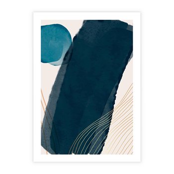 Plakat bez ramy 21x30 - Nocne Widzenia - abstrakcyjna granatowa plama, akwarela