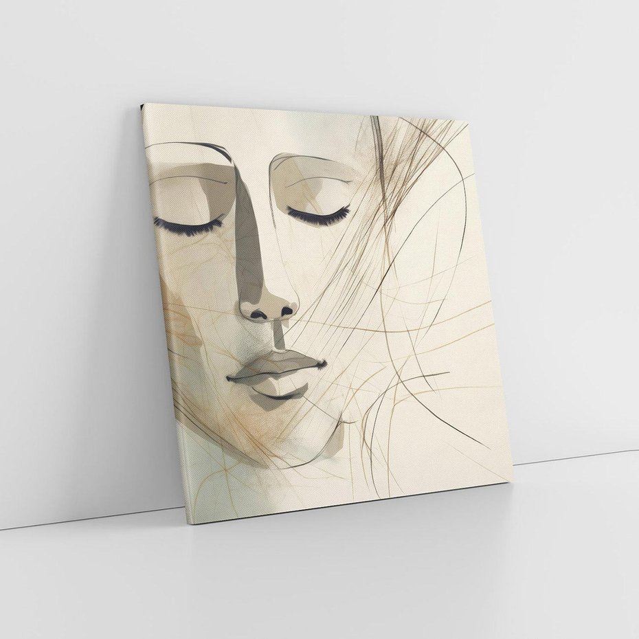 Obraz na płótnie 70x70 - Tylko Zamknij Oczy - twarz kobiety, zamknięte oczy