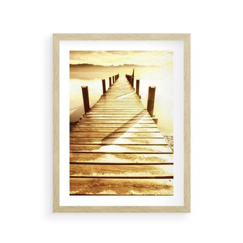 Plakat w ramie 40x50 - Stary pomost w sepia - pomost, sepia - rama drewno