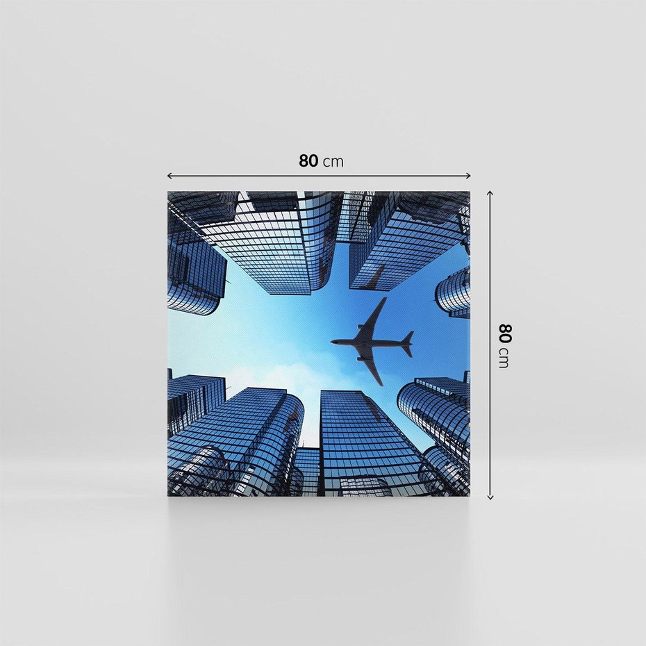 Obraz na płótnie 80x80 - Miasto o niezwykłym widoku - latające samoloty - miasto, samolot