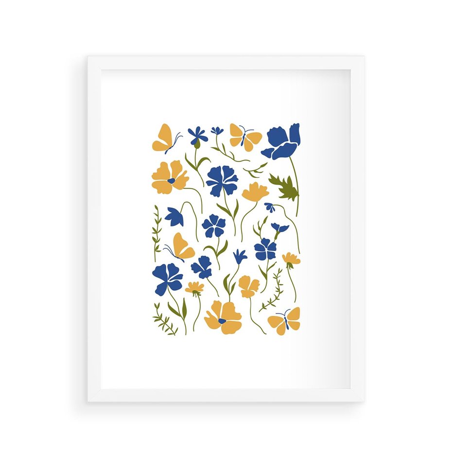 Plakat w ramie 40x50 - Odgłosy Wizji - kwiaty, sztuka nowoczesna - rama biała
