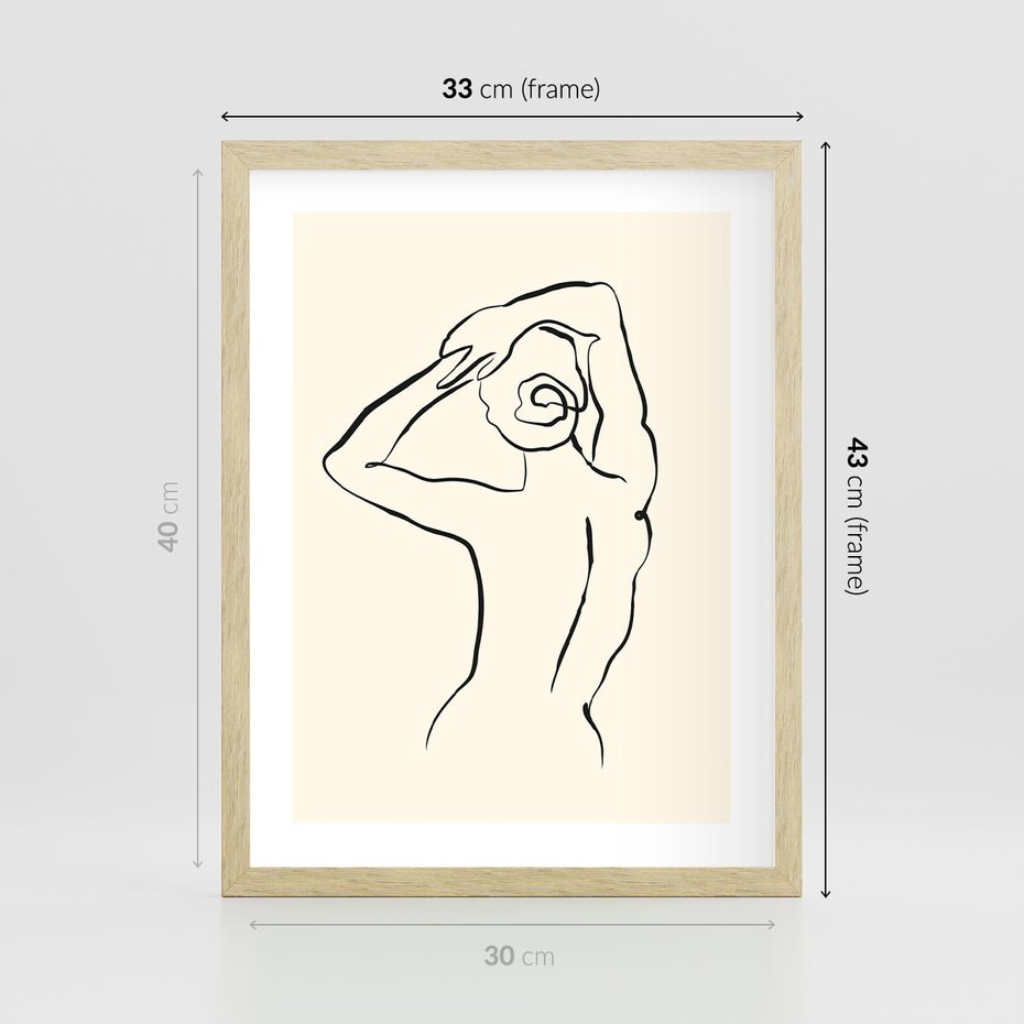 Plakat w ramie 30x40 - Tajemniczy Rytm - kobieta, posąg - rama drewno