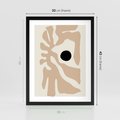 Plakat w ramie 30x40 - Eksploracja Abstrakcji - beżowa absrakcyjna kompozycja, czarny akcent - rama czarna