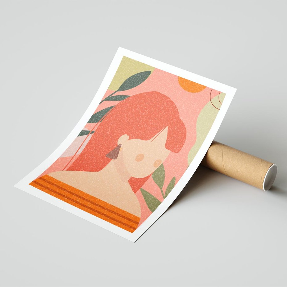 Plakat bez ramy 50x70 - Kobieca Refleksja - nowoczesny plakat, styl retro