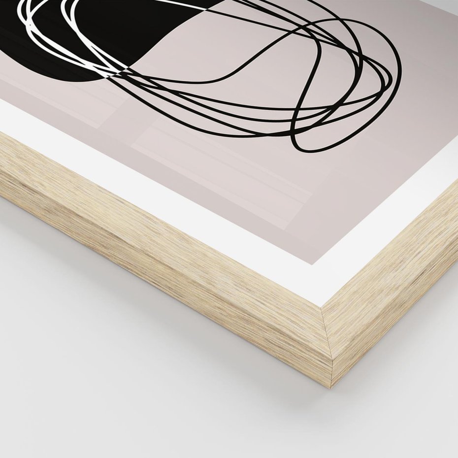 Plakat w ramie 40x50 - Strukturalne Kontrasty - abstrakcyjne szkicowane linie, minimalizm - rama drewno