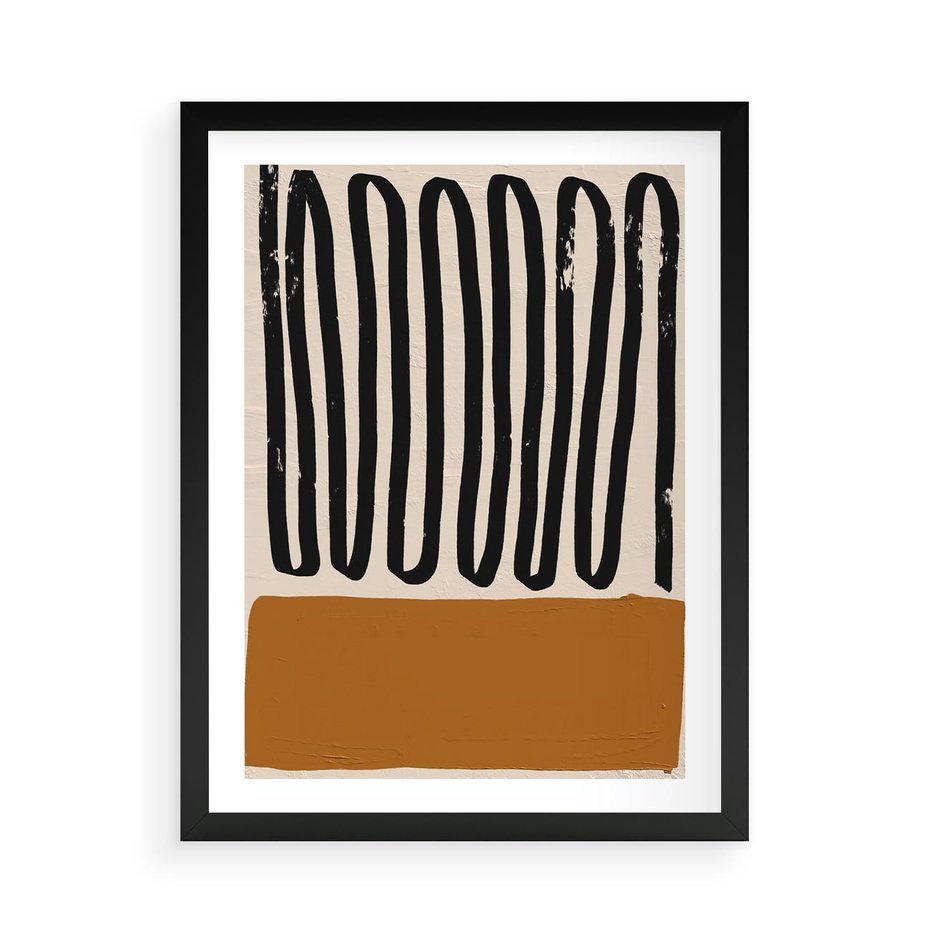 Plakat w ramie 50x70 - Boho Impulsy Kreatywności - abstrakcyjny plakat, brąz - rama czarna