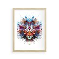 Plakat w ramie 30x40 - Tygrys w graficznej oprawie - tygrys, grafika - rama drewno