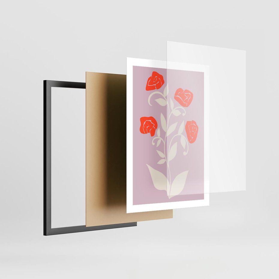 Plakat w ramie 50x70 - Migotliwe Widzenie Kwiatów - nowoczesny plakat, roślinne motywy - rama czarna