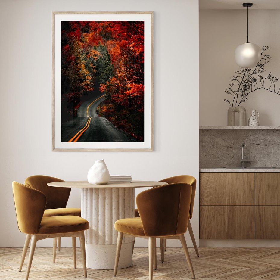 Plakat w ramie 50x70 - Jesienne Podróżowanie - fotografia, jesień - rama drewno