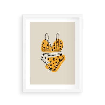 Plakat w ramie 30x40 - Minimalistyczny Szkic Bielizny - minimalistyczna grafika, szkic bielizny - rama biała