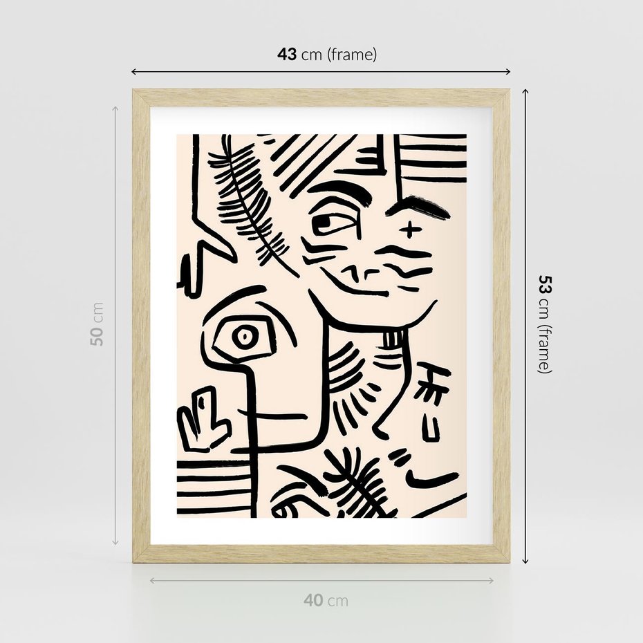 Plakat w ramie 40x50 - Ekspresyjne Odbicia Współczesności - abstrakcyjna grafika, minimalizm - rama drewno