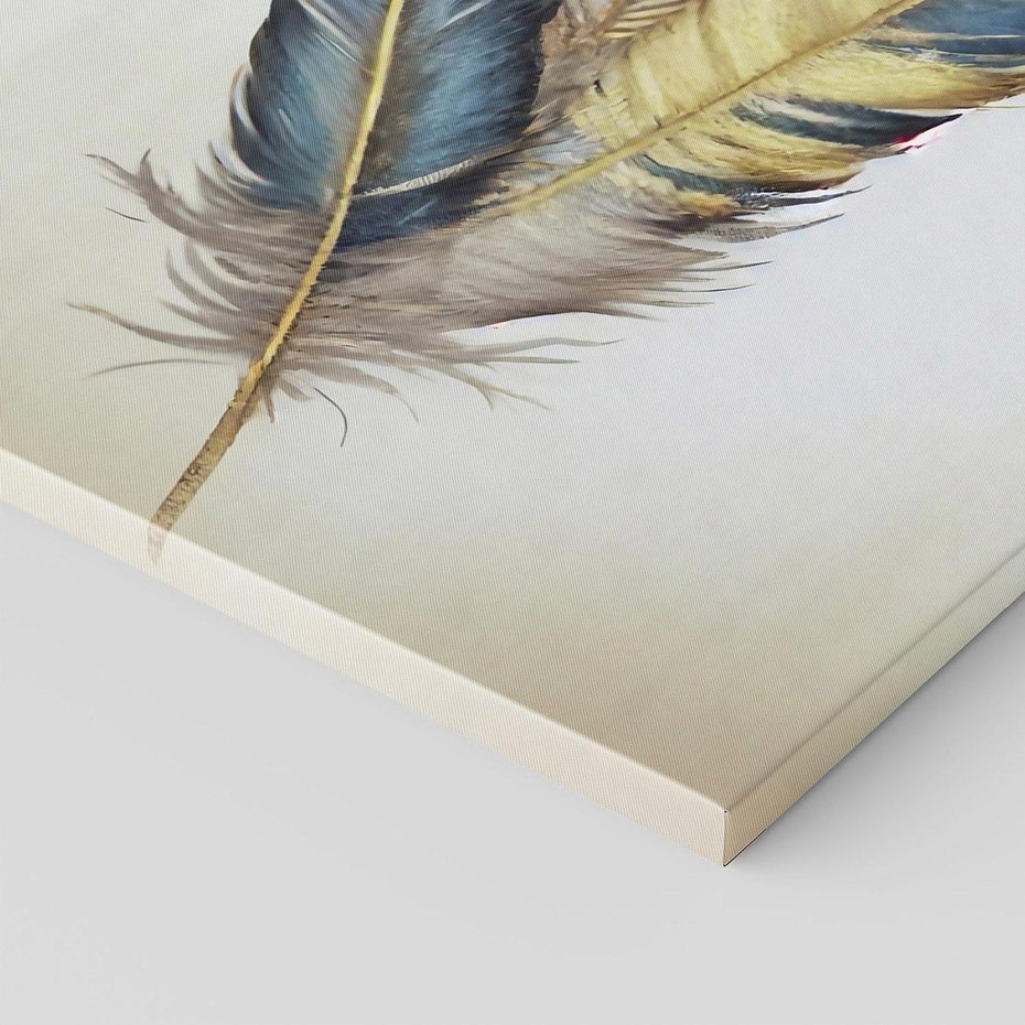 Obraz na płótnie 120x80 - Granatowo-Złote Pióra - sztuka, granatowe i złote pióra