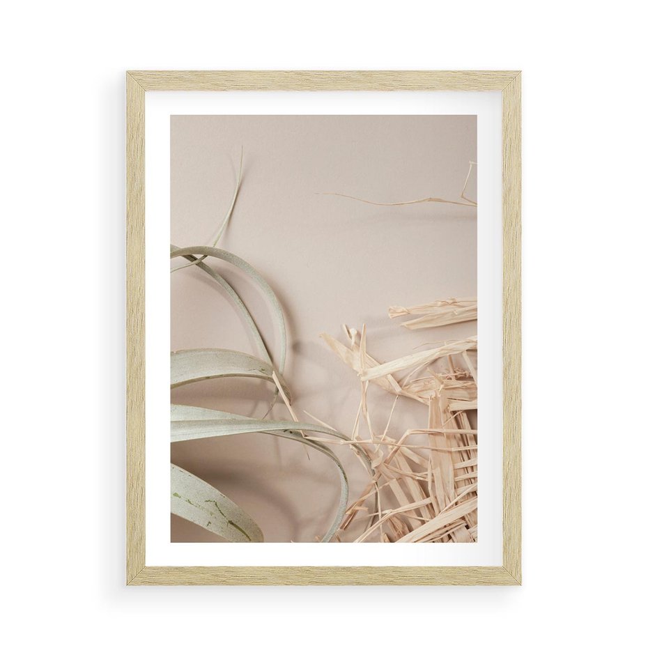Plakat w ramie 50x70 - Boho urok suchych liści - suche, liście - rama drewno