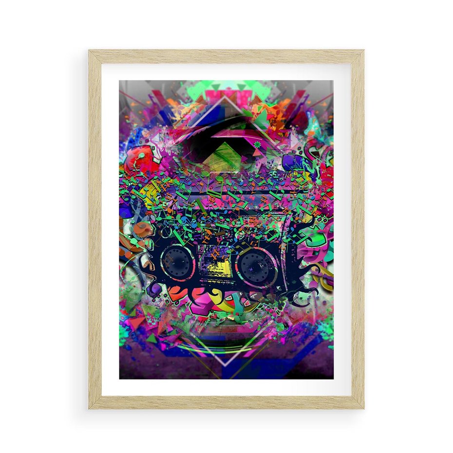 Plakat w ramie 50x70 - Harmonia Muzyki - grafika, muzyka - rama drewno