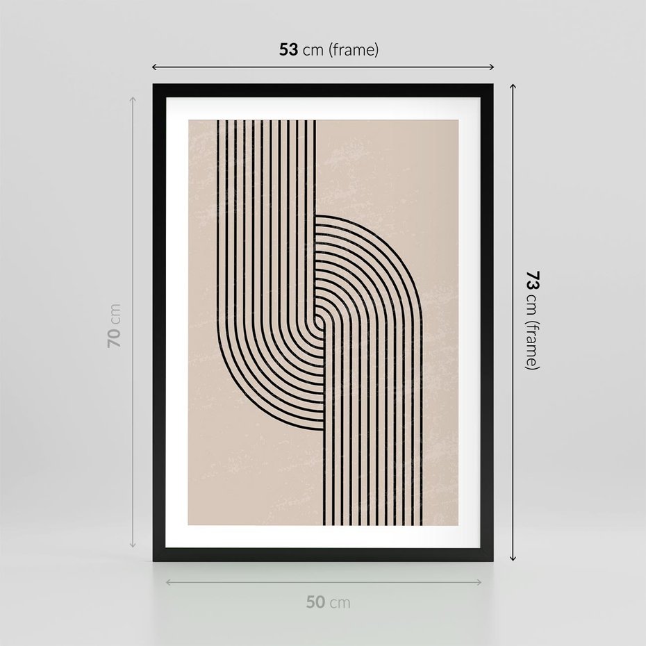 Plakat w ramie 50x70 - Puls Abstrakcji - abstrakcyjne linie, geometria - rama czarna