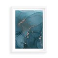 Plakat w ramie 50x70 - Marmurowa Elegancja: Kolory Oceanu - marmur, kolory oceanu - rama biała