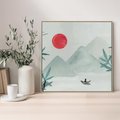 Obraz w ramie 80x80 - Zaklęte Wzgórza - krajobraz, japonia - rama drewno